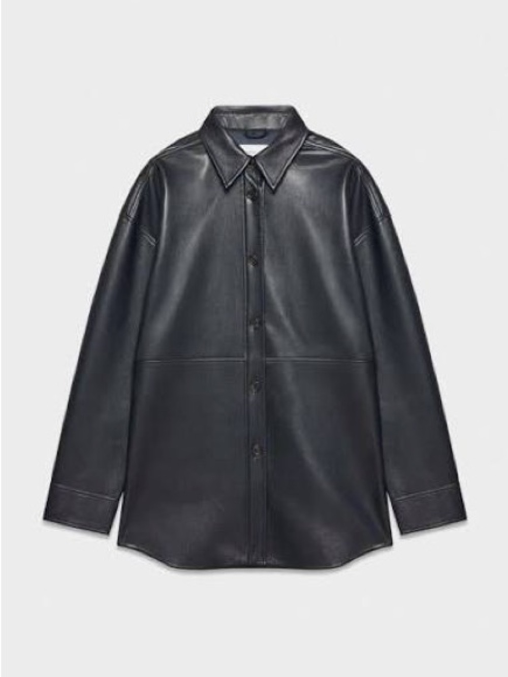 Like New Aritzia Babaton Black Leather Button-Front Shirt Jacket - Small